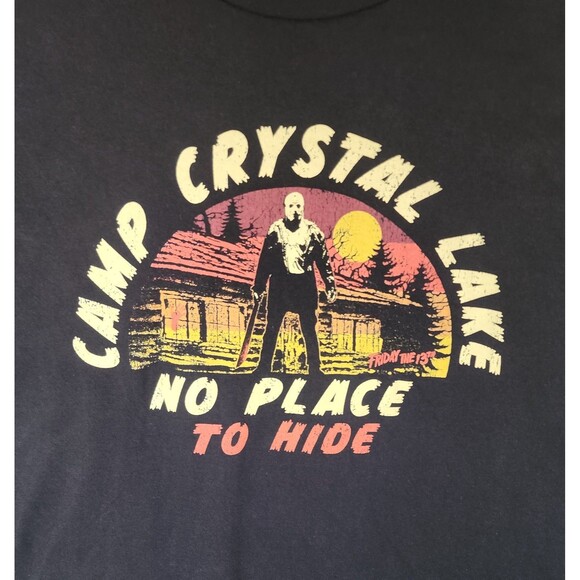 Friday The 13th Camp Crystal Lake Horror Black T-Shirt Men's Size XL - Picture 3 of 4